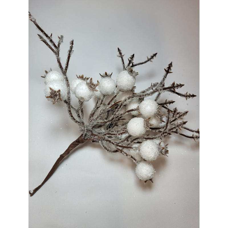 Gałązka Świąteczna- z białymi kulkami