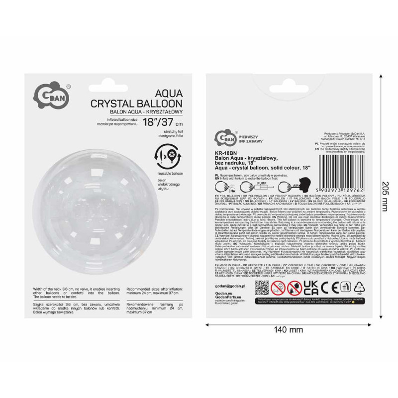 Balon Aqua Kryształowy 18"