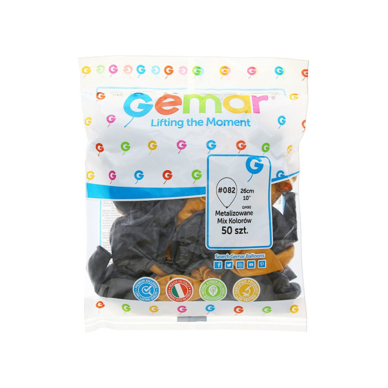 Balon Metalizowany- Mix Czarny i Złoty 10"