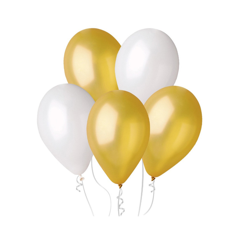 Balon Metalizowany- Mix Złoty i Perłowy 10"