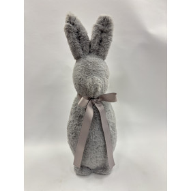Królik pokryty pluszem- Szary 40 cm