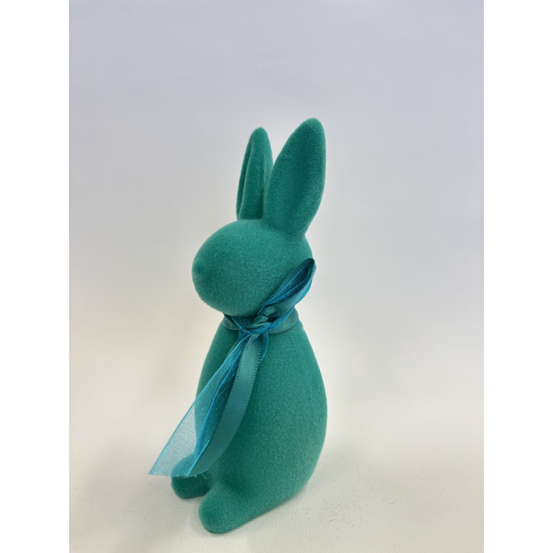 Zając flockowany- Turkusowy 15 cm