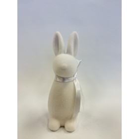 Zając flockowany- Biały 15 cm