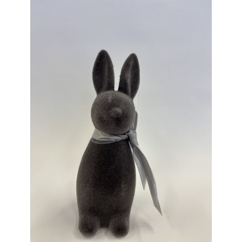 Zając flockowany- Grafitowy 15 cm