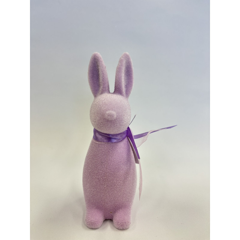 Zając flockowany- Fioletowy 15cm