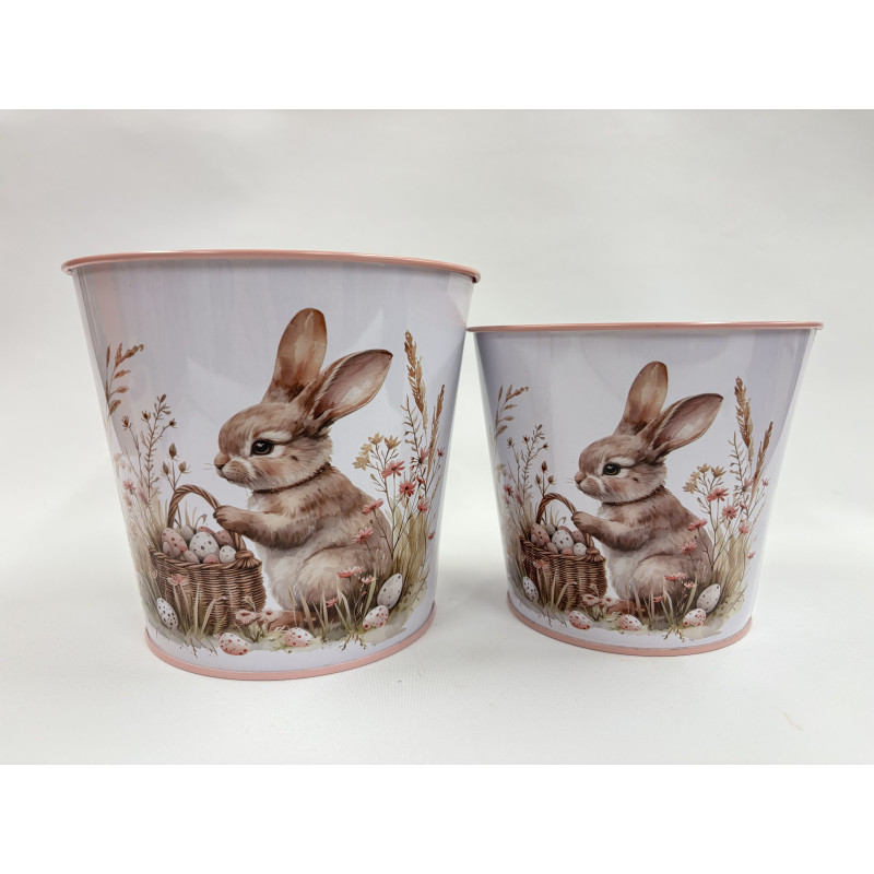 Osłonka Metalowa na Doniczkę- Zajączek