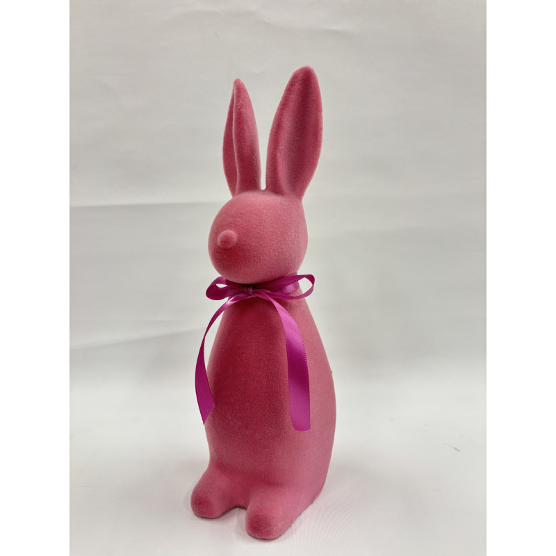 Zając flockowany- Różowy 30cm