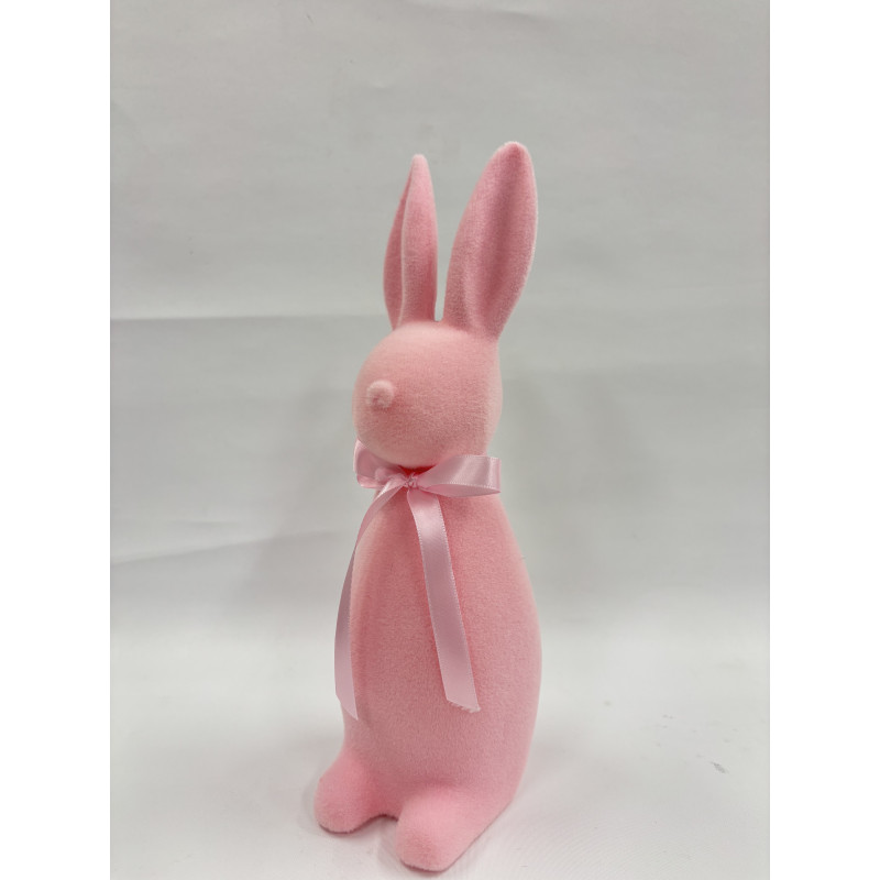 Zając flockowany- Pudrowy Róż 30cm