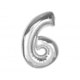 Balon foliowy- Cyferka srebrna 6