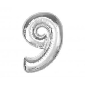 Balon foliowy- Cyferka srebrna 9