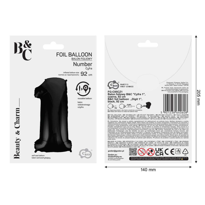 Balon foliowy- Cyferka czarna 1