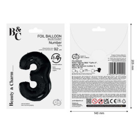 Balon foliowy- Cyferka czarna 3