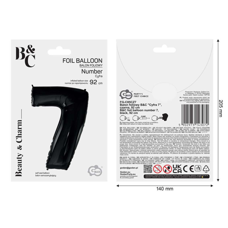 Balon foliowy- Cyferka czarna 7