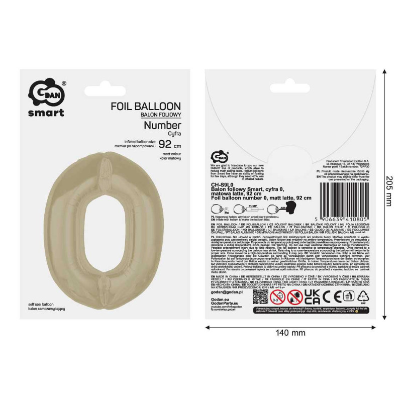 Balon foliowy- Cyferka latte 0