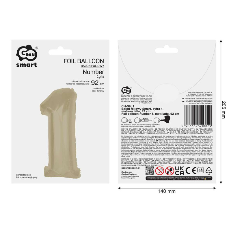 Balon foliowy- Cyferka latte 1