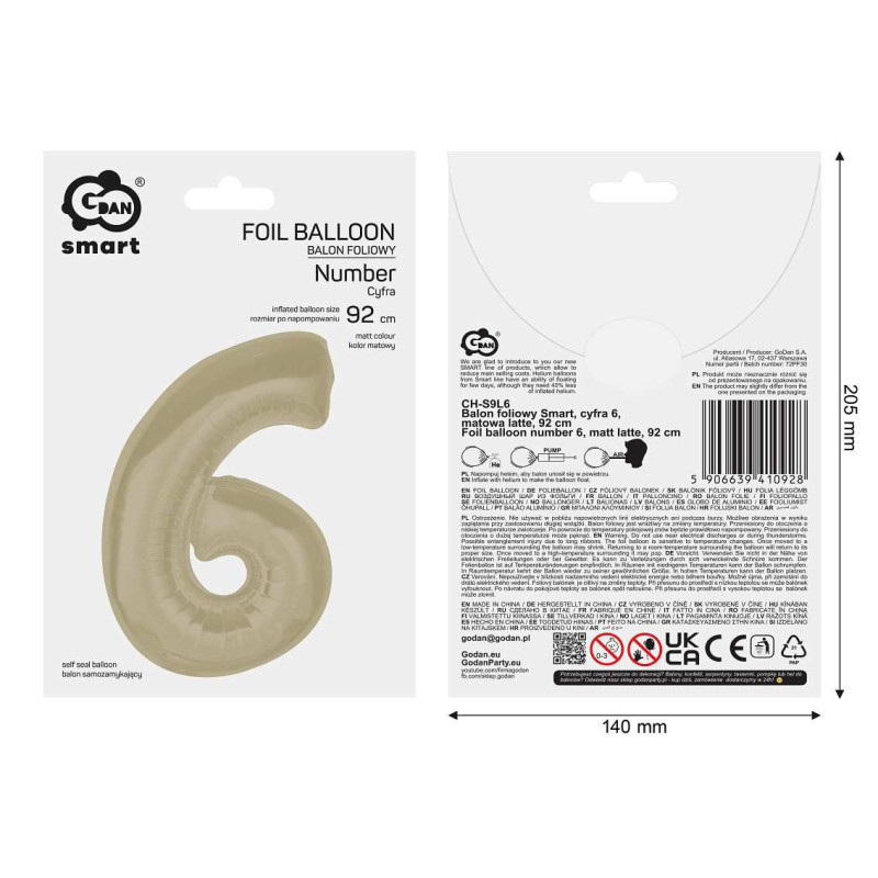 Balon foliowy- Cyferka latte 6