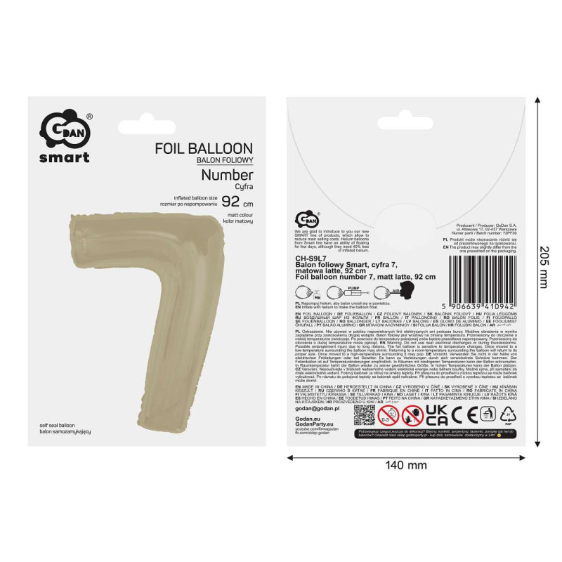 Balon foliowy- Cyferka latte 7