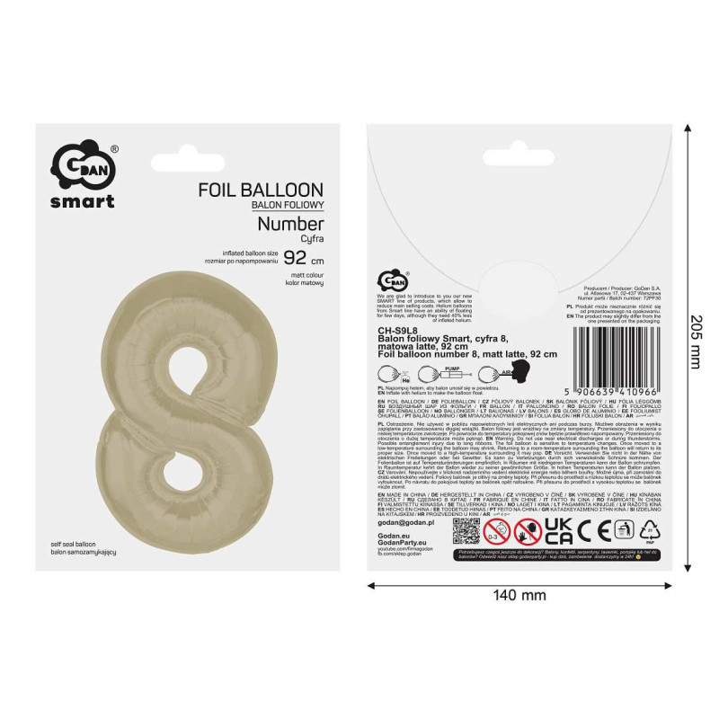 Balon foliowy- Cyferka latte 8