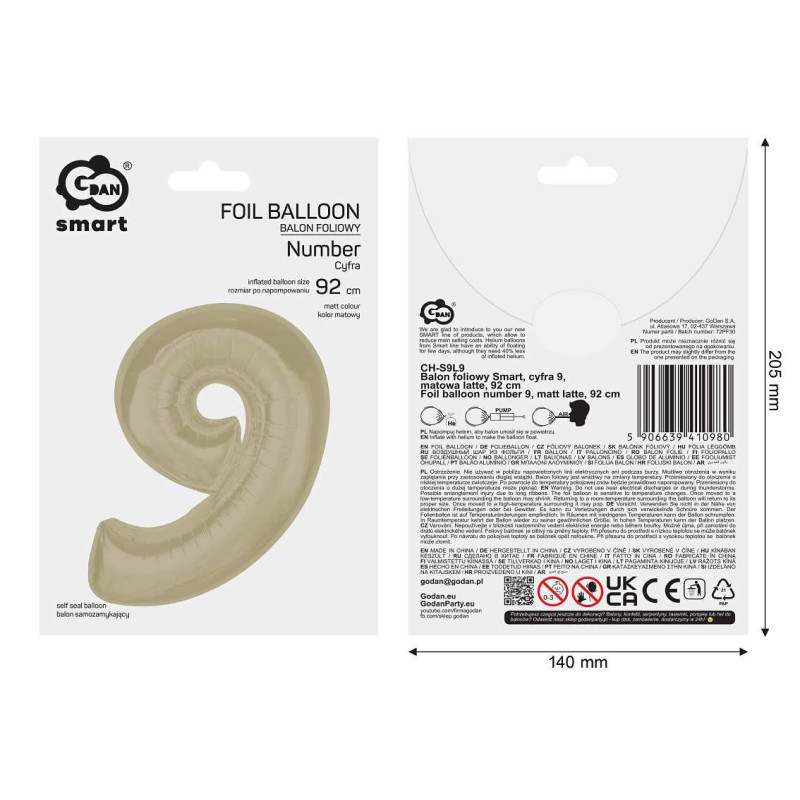Balon foliowy- Cyferka latte 9