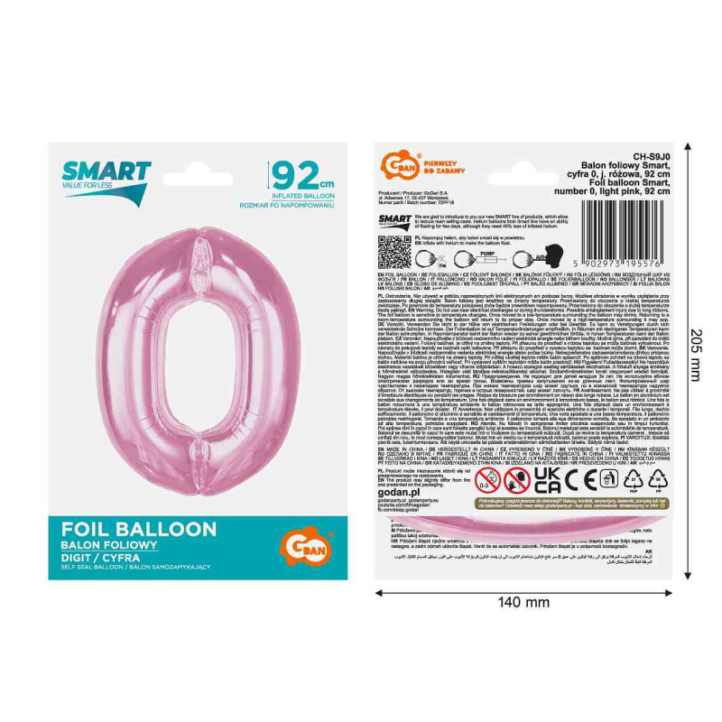Balon foliowy- Cyferka różowa 0