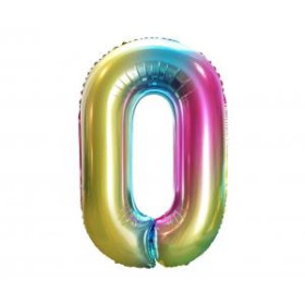 Balon foliowy- Cyferka tęczowa 0