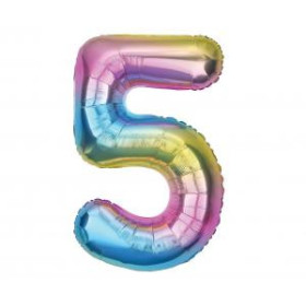 Balon foliowy- Cyferka tęczowa 5