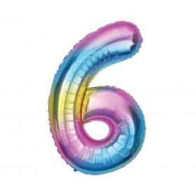 Balon foliowy- Cyferka tęczowa 6