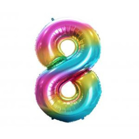 Balon foliowy- Cyferka tęczowa 8
