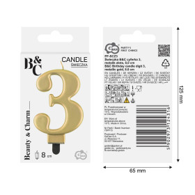 Świeczka Cyferka 3- Złota