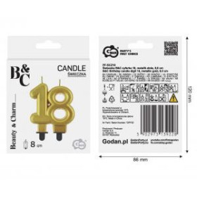 Świeczka Cyferka 18- Złota